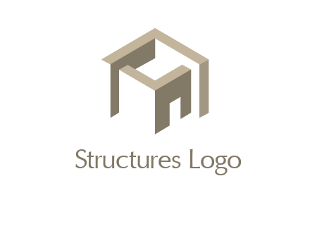 abstract block with door architecture logo