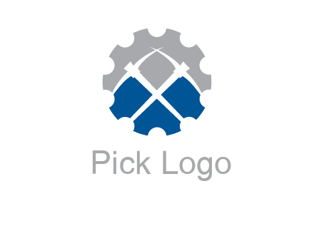 crossed pick axes in gear symbol