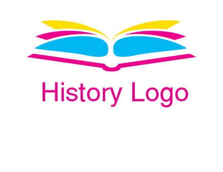 horizontal colorful open book printing logo