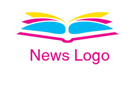 horizontal colorful open book printing logo