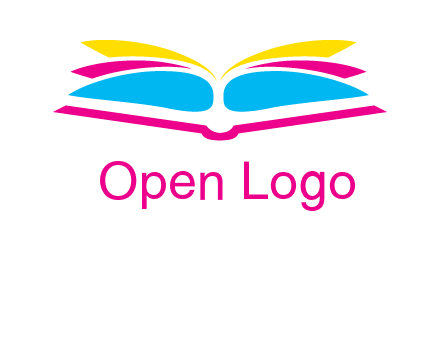 horizontal colorful open book printing logo