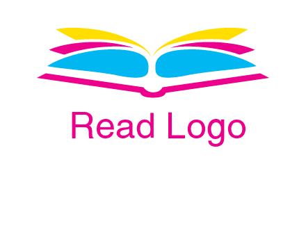 horizontal colorful open book printing logo