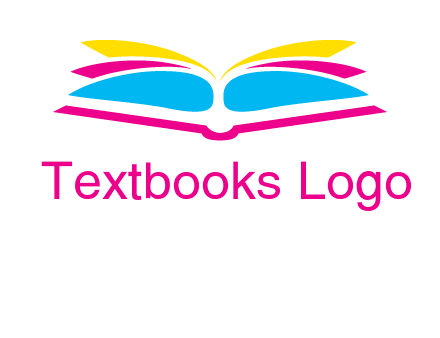 horizontal colorful open book printing logo