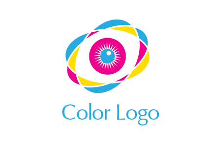 colorful abstract oval eye in center printing logo