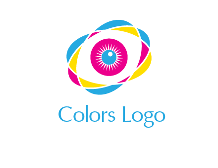 colorful abstract oval eye in center printing logo