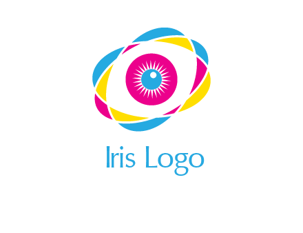 colorful abstract oval eye in center printing logo