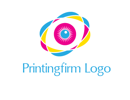 colorful abstract oval eye in center printing logo