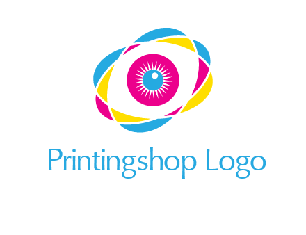 colorful abstract oval eye in center printing logo