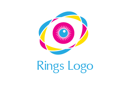 colorful abstract oval eye in center printing logo