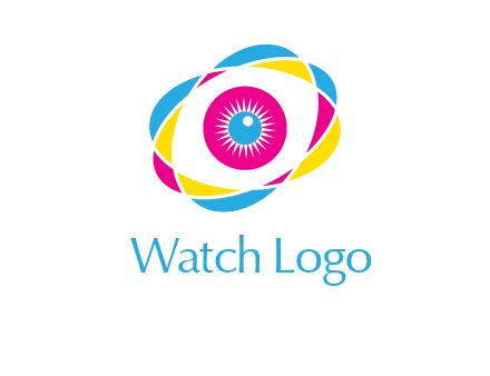 colorful abstract oval eye in center printing logo