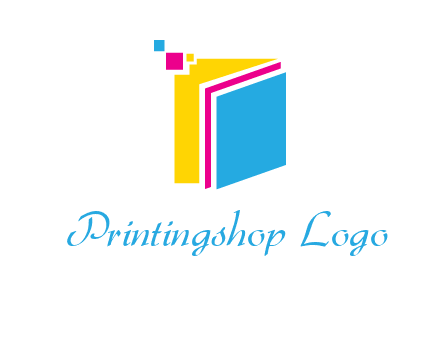 pixels on colorful papers printing logo