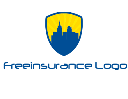 rays and buildings in shield insurance logo