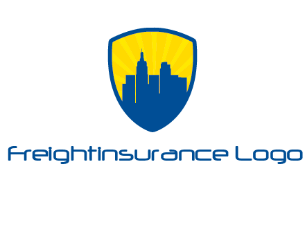 rays and buildings in shield insurance logo