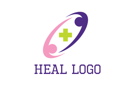 swoosh people around plus healthcare logo