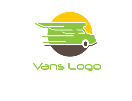 sun behind abstract bus zooming trade logo