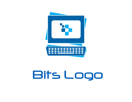 pixel in monitor and keyboard IT logo