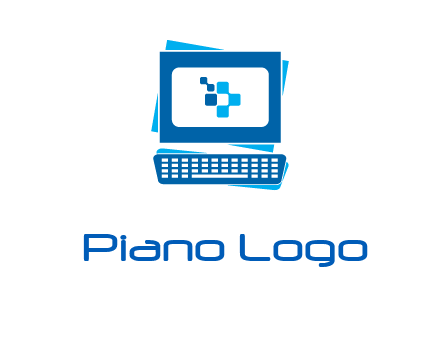 pixel in monitor and keyboard IT logo