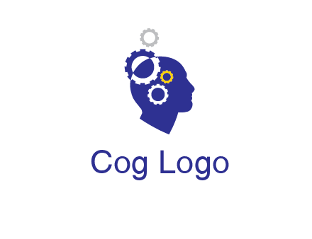 gears and human head engineering logo