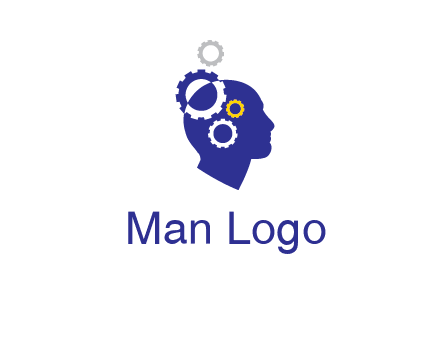 gears and human head engineering logo