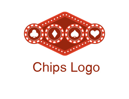 club diamond spade heart in gambling chips logo