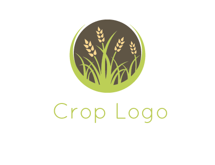 wheat stalks and grass in circle agriculture logo