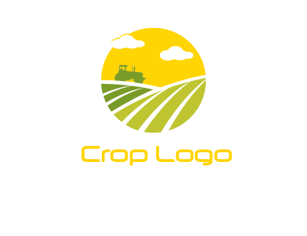 clouds over tractor farming logo