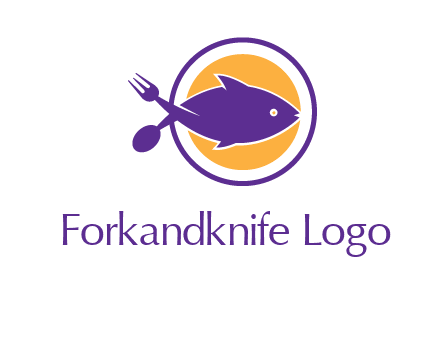 spoon fork and fish in circle restaurant logo