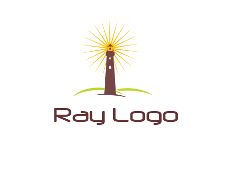 lighthouse with rays logo