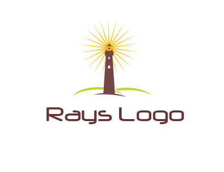 lighthouse with rays logo