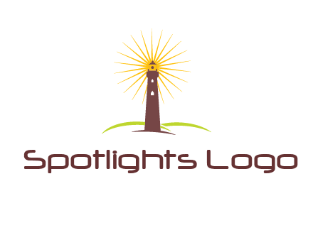 lighthouse with rays logo