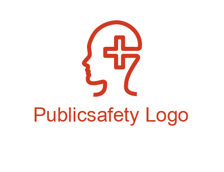 cross inside human head medical logo