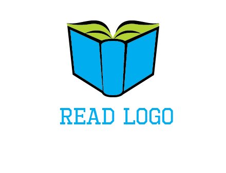 tilted open hardcover book logo