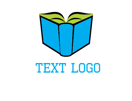 tilted open hardcover book logo