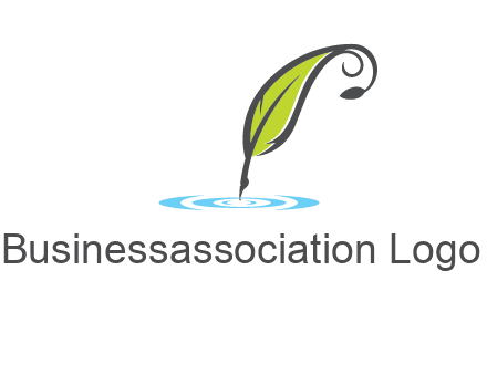 green quill poised on flat circle logo