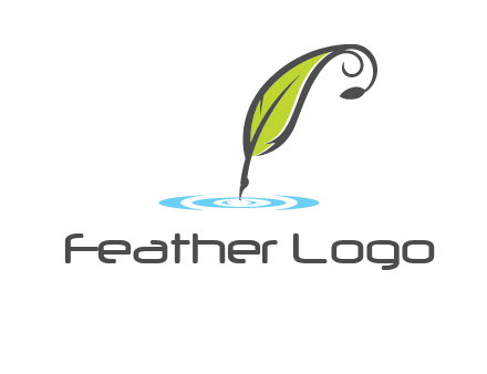 green quill poised on flat circle logo