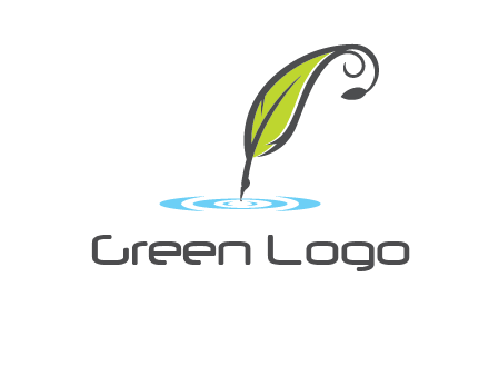 green quill poised on flat circle logo