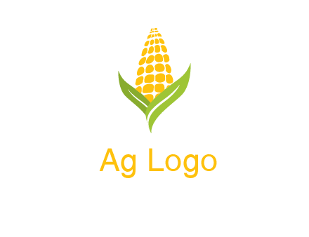 corn on the cob with leaves agriculture logo