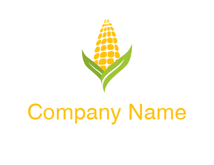 corn on the cob with leaves agriculture logo