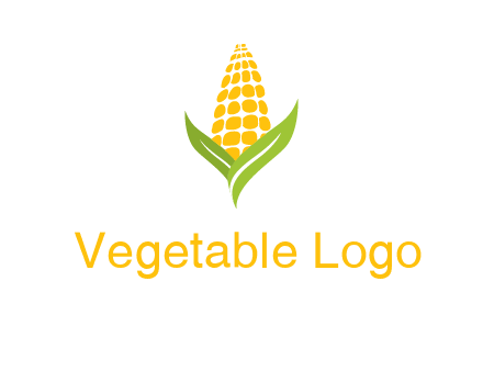 corn on the cob with leaves agriculture logo