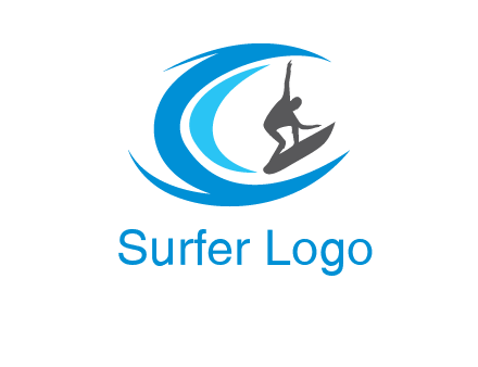 man surfing big waves logo