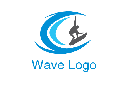 man surfing big waves logo