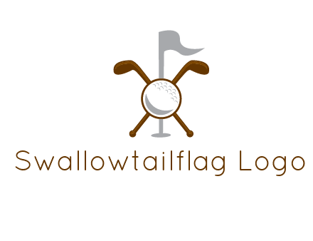 golf ball and clubs with flag logo