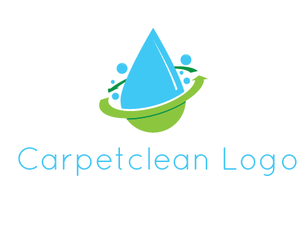 arrows and bubbles around water droplet cleaning logo