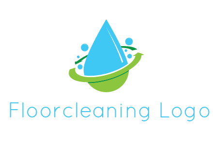 arrows and bubbles around water droplet cleaning logo