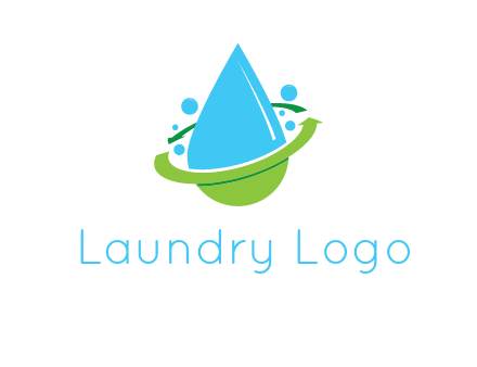 arrows and bubbles around water droplet cleaning logo