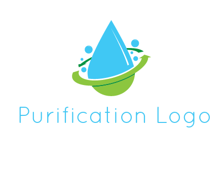 arrows and bubbles around water droplet cleaning logo