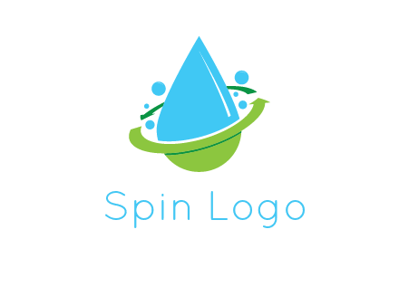 arrows and bubbles around water droplet cleaning logo