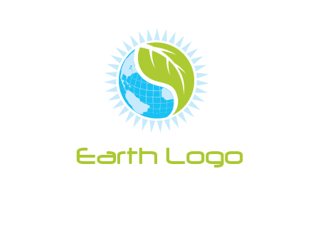 leaf and world half in circle agriculture logo