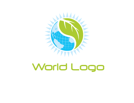 leaf and world half in circle agriculture logo