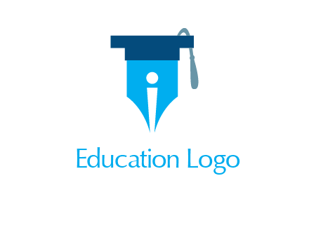 pen nib with scholarship hat education logo